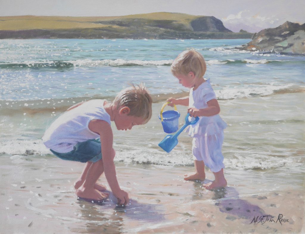 A commisiion of 2 children on the beach