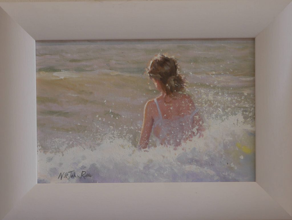 a young woman having fon in the foam
